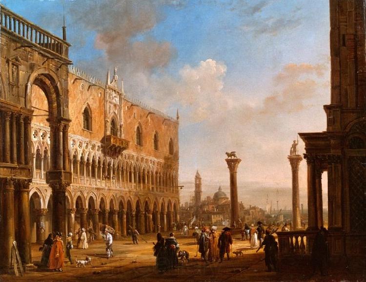 Giovanni Migliara Veduta di Palazzo Ducale a Venezia Norge oil painting art